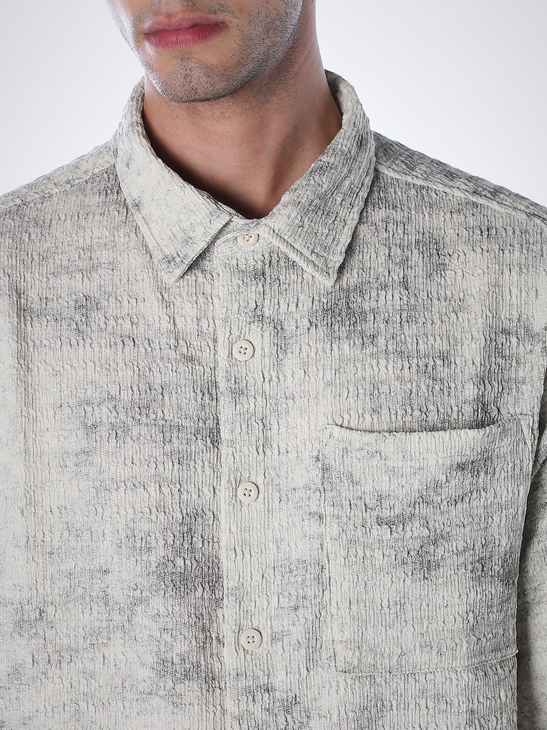 Grey Printed Knitted Shirt - Image 5