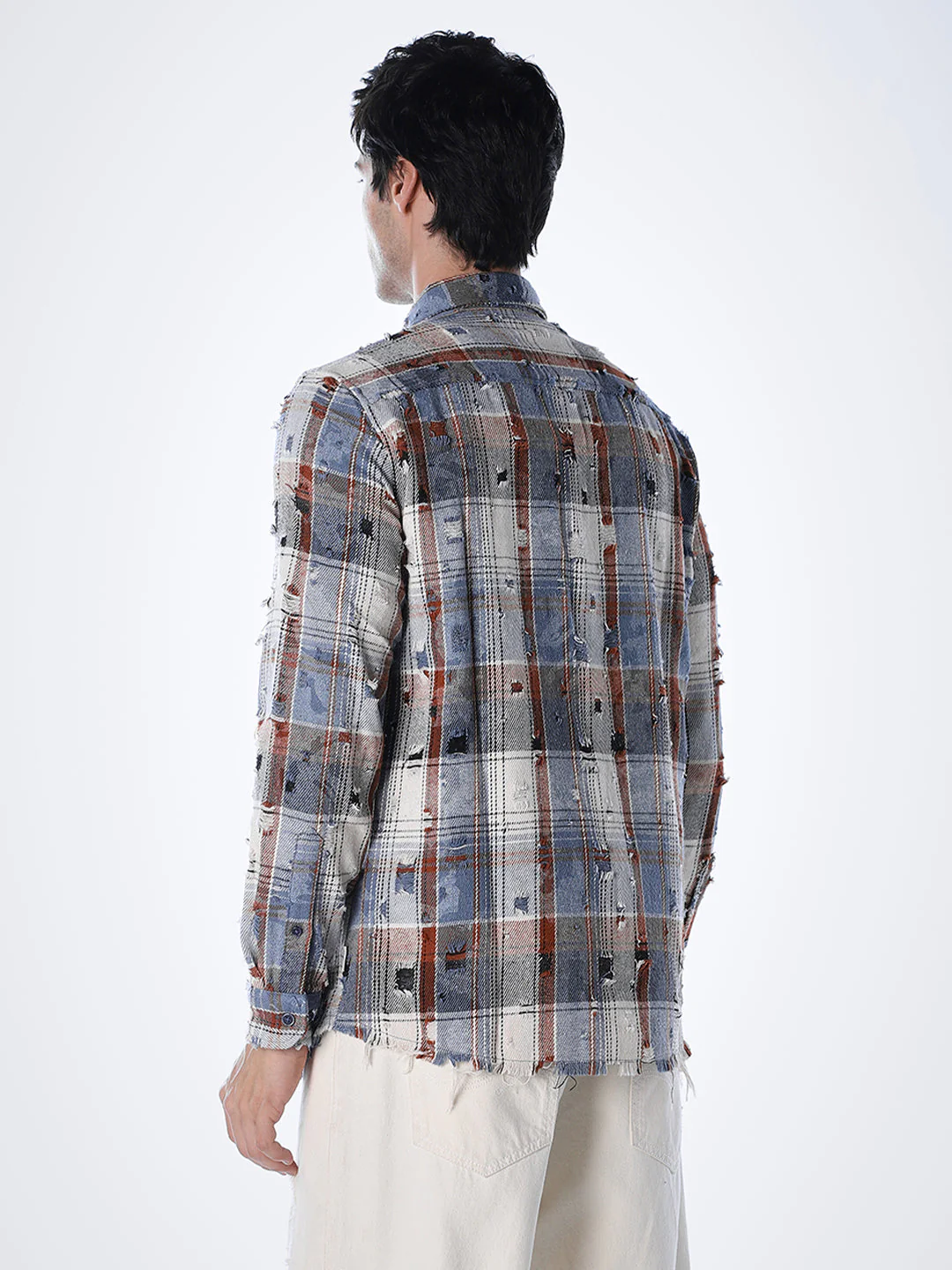 Distressed Check Regular Fit Shirt - Image 4