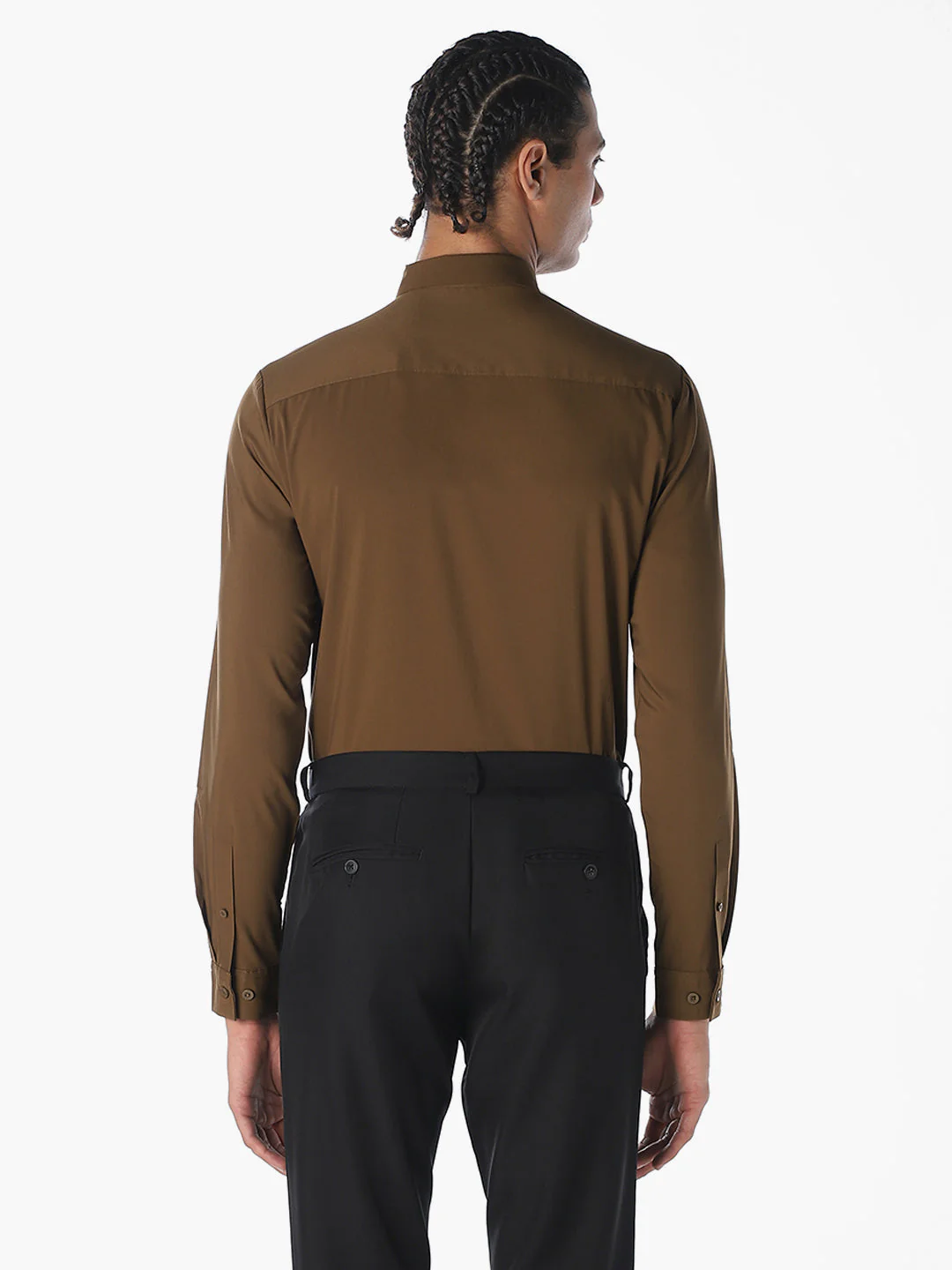 Dark Brown Slim Fit Full Sleeves Shirt - Image 4