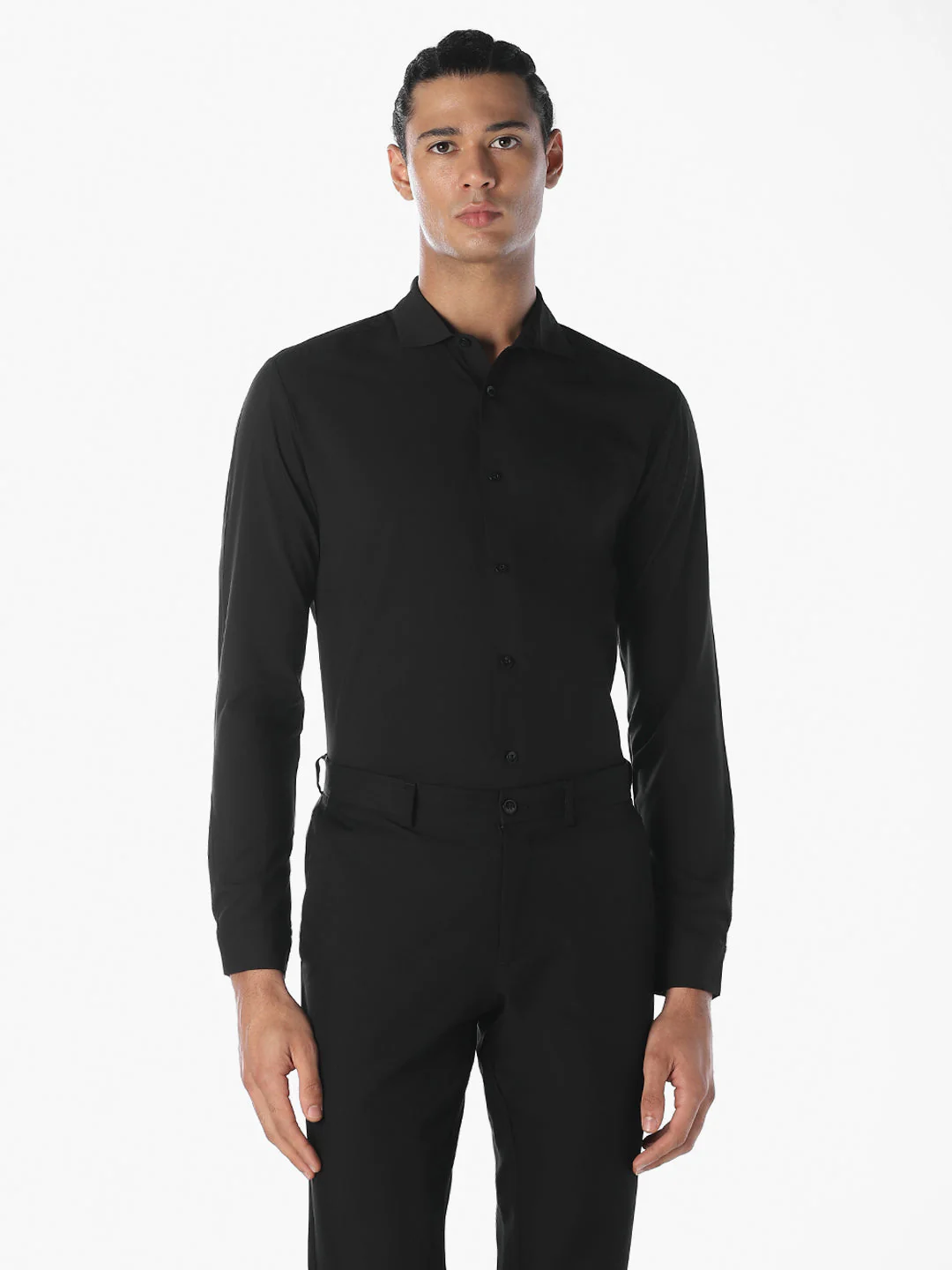 Black Slim Fit Full Sleeves Shirt - Image 2