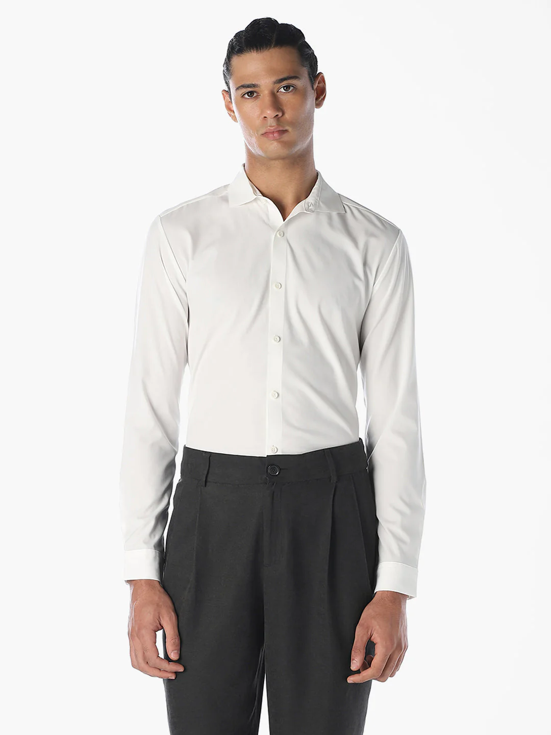 White Slim Fit Full Sleeves Shirt - Image 2