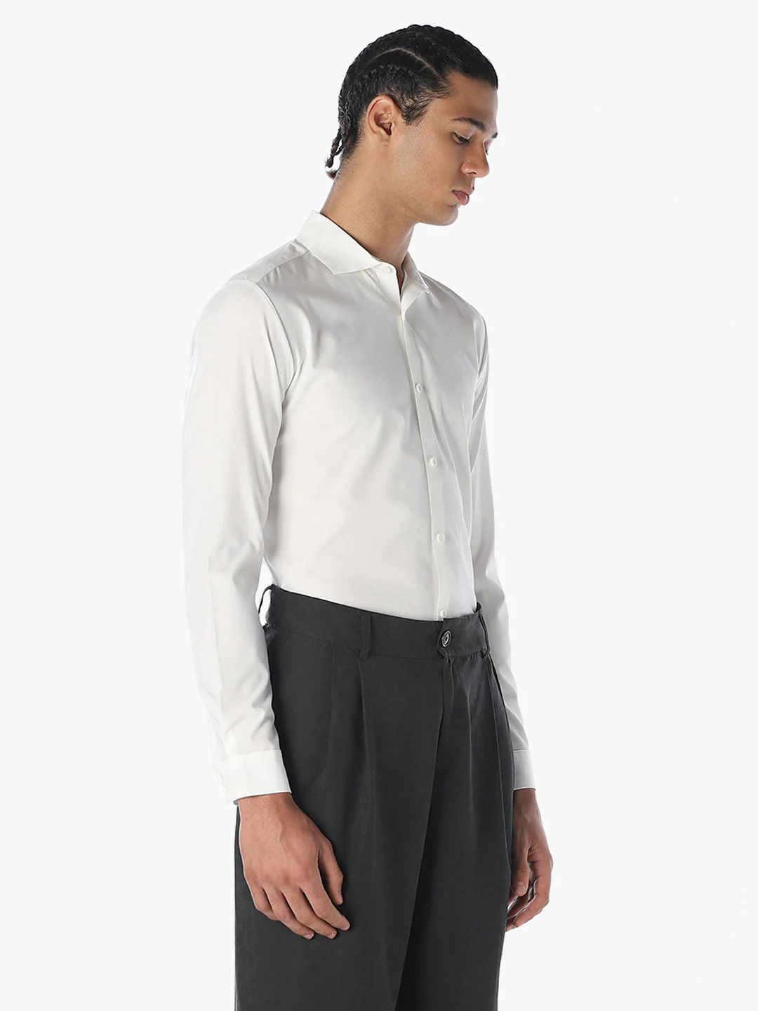 White Slim Fit Full Sleeves Shirt - Image 3