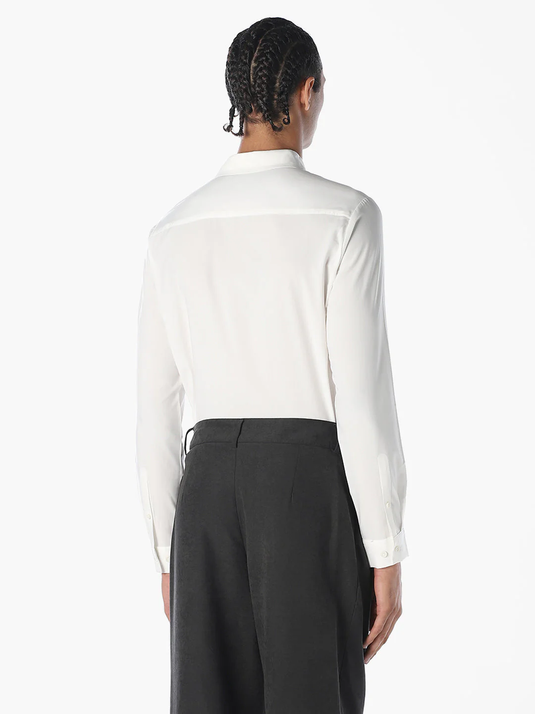 White Slim Fit Full Sleeves Shirt - Image 4