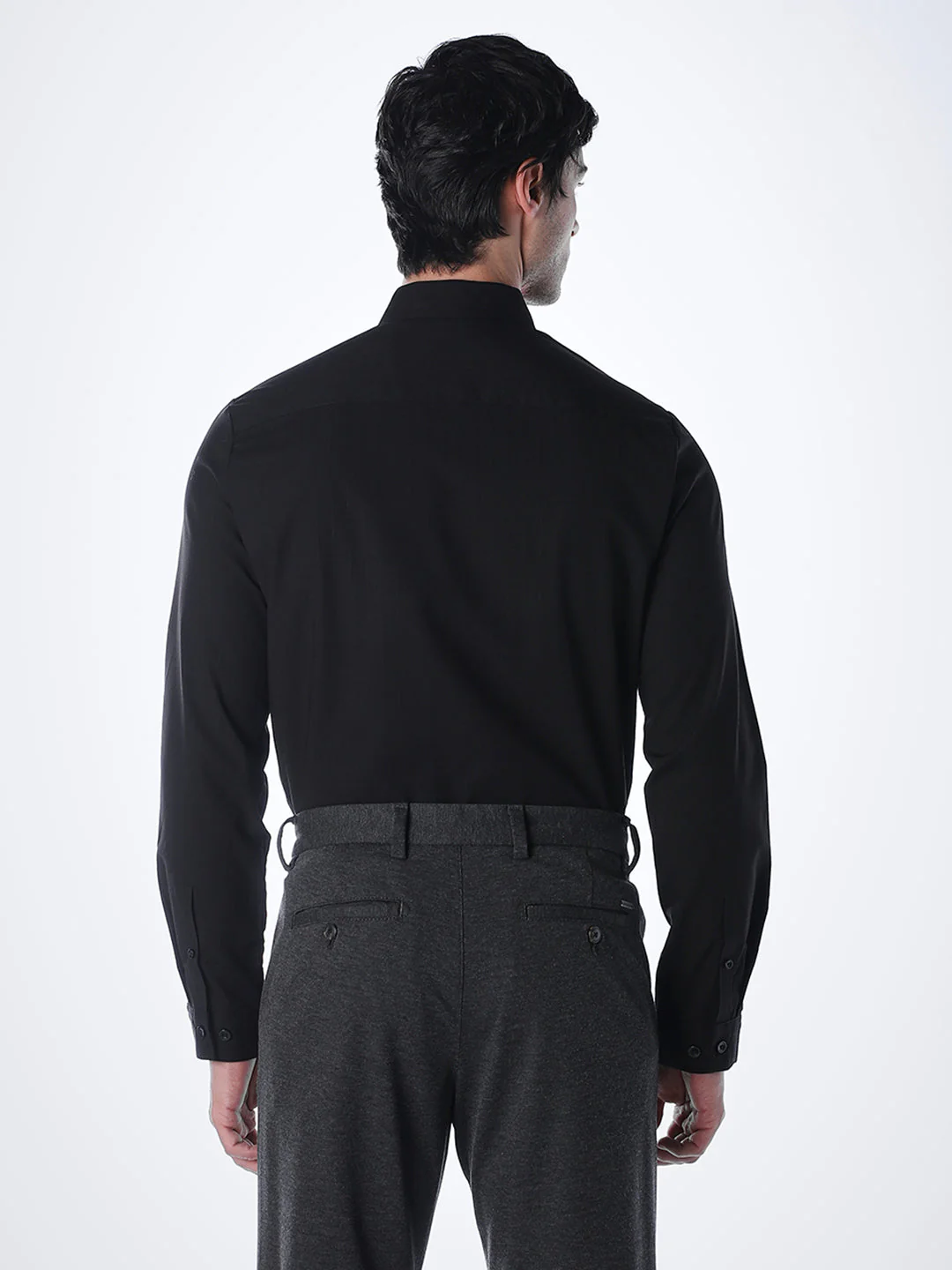 Slim Fit Full Sleeves Shirt - Black - Image 4