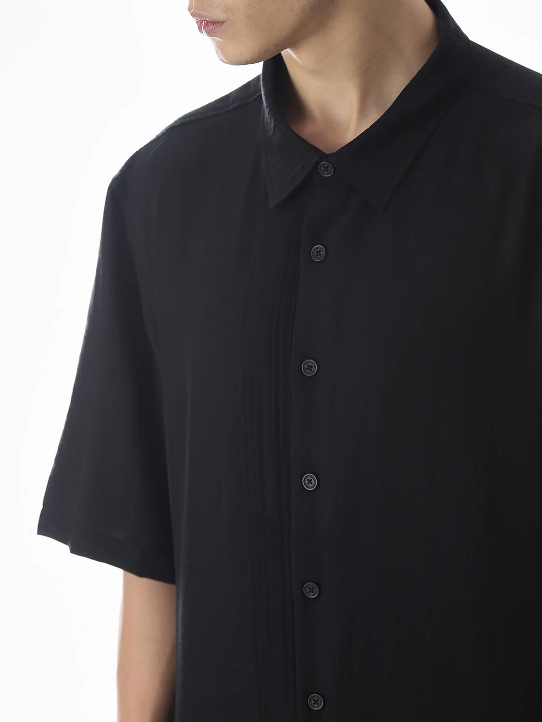 Black Typographic Print Oversized Shirt - Image 5