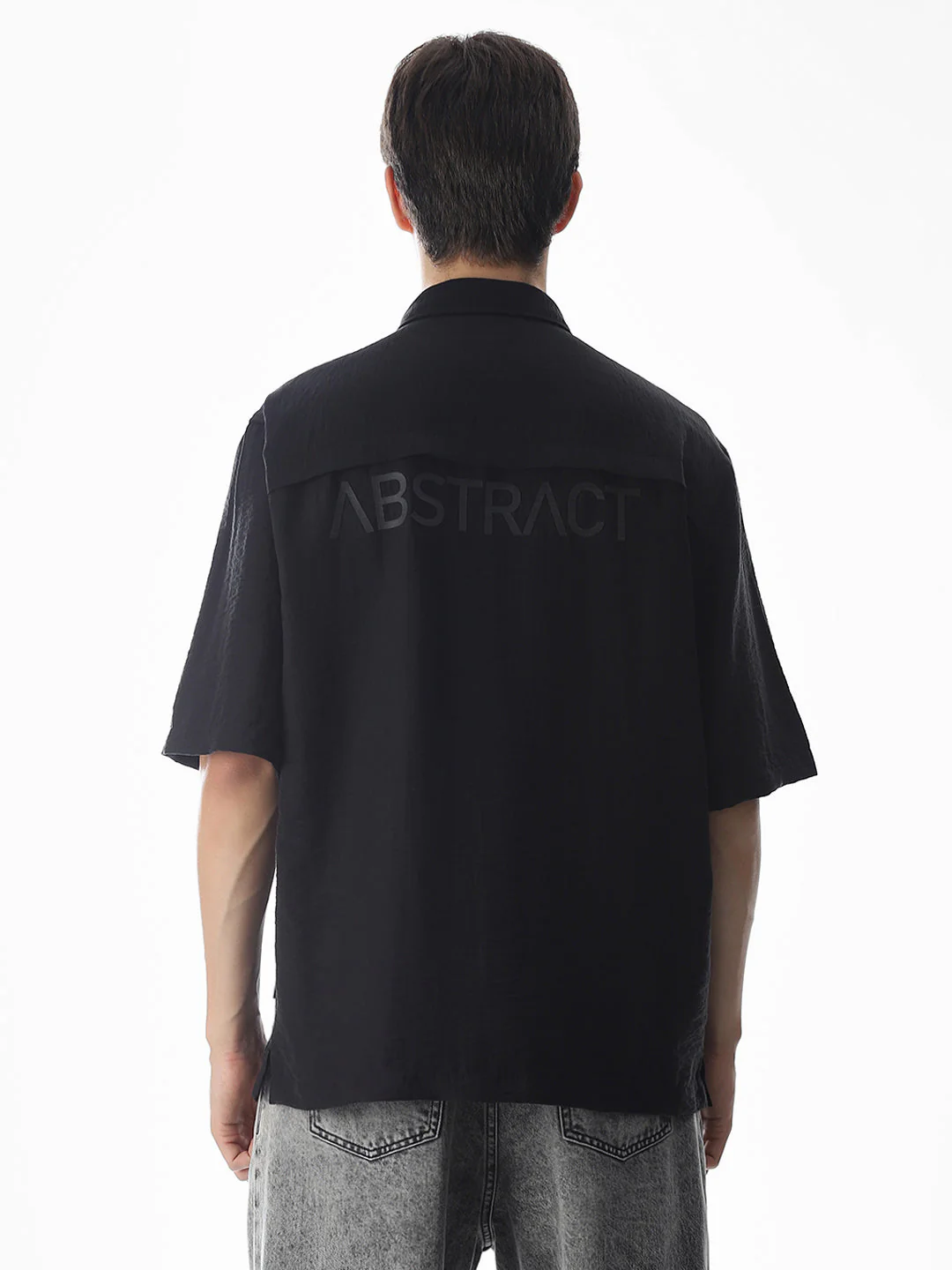 Black Typographic Print Oversized Shirt - Image 9