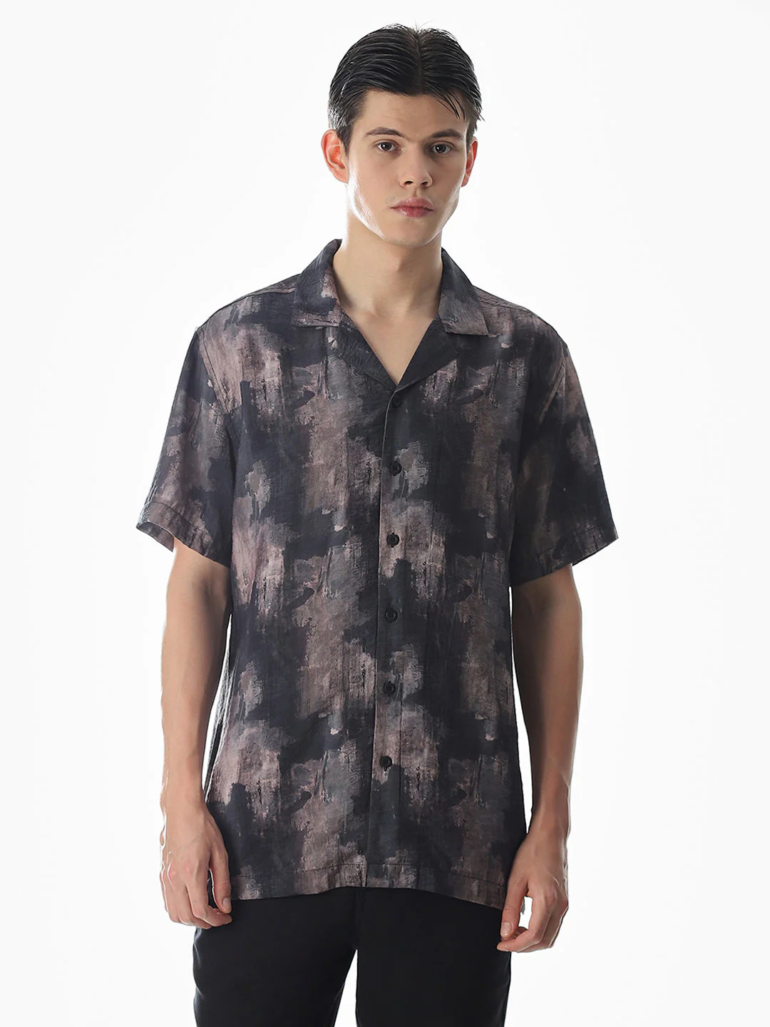 Brown Abstract Print Comfort Fit Shirt - Image 2