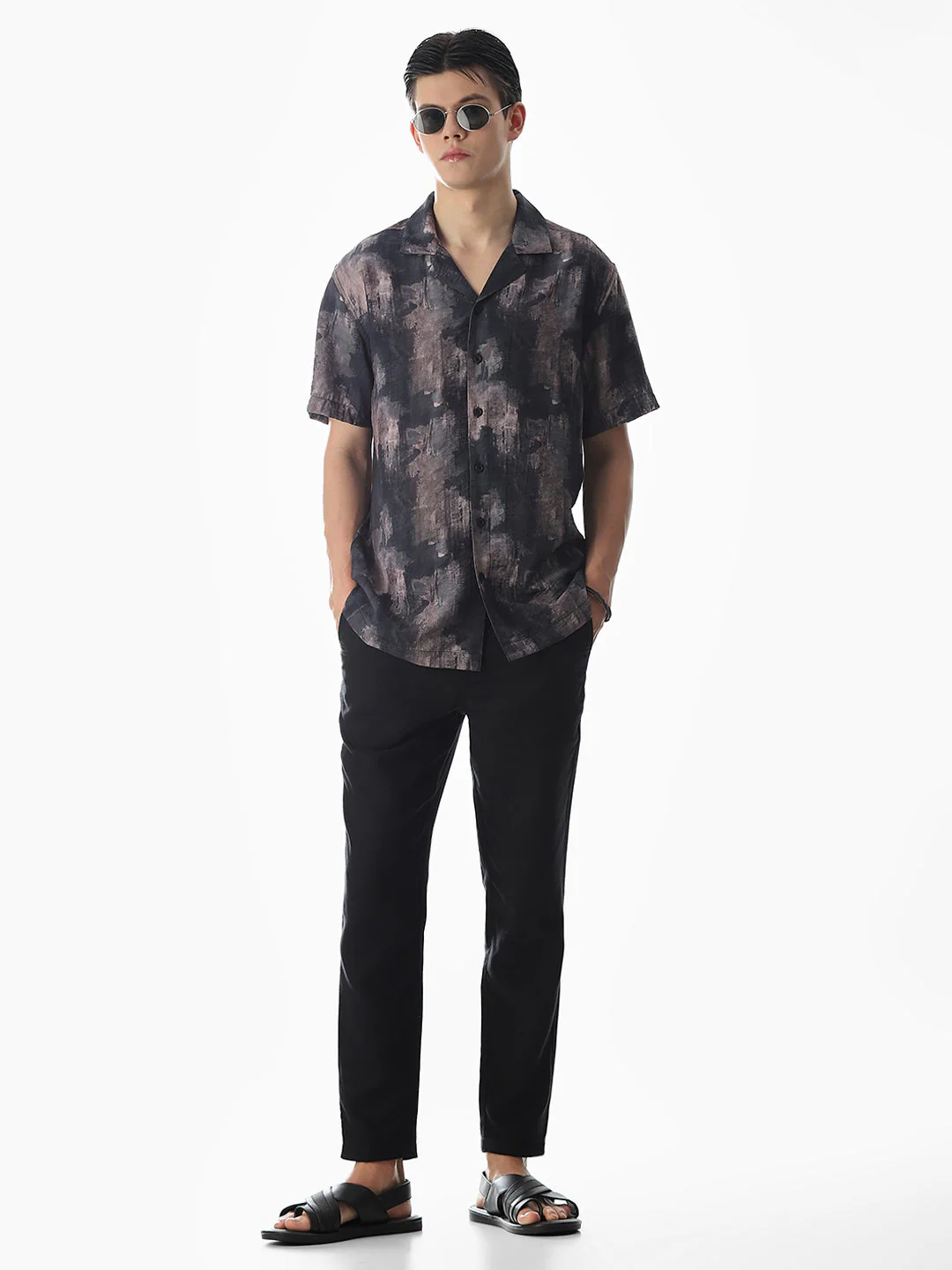 Brown Abstract Print Comfort Fit Shirt - Image 6