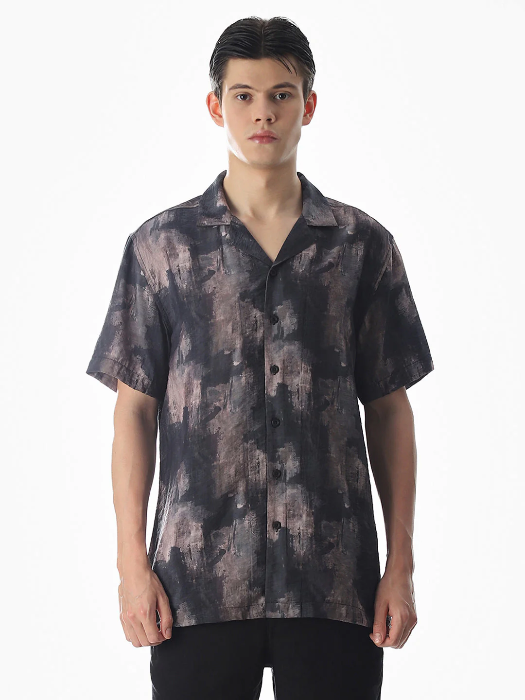 Brown Abstract Print Comfort Fit Shirt - Image 8