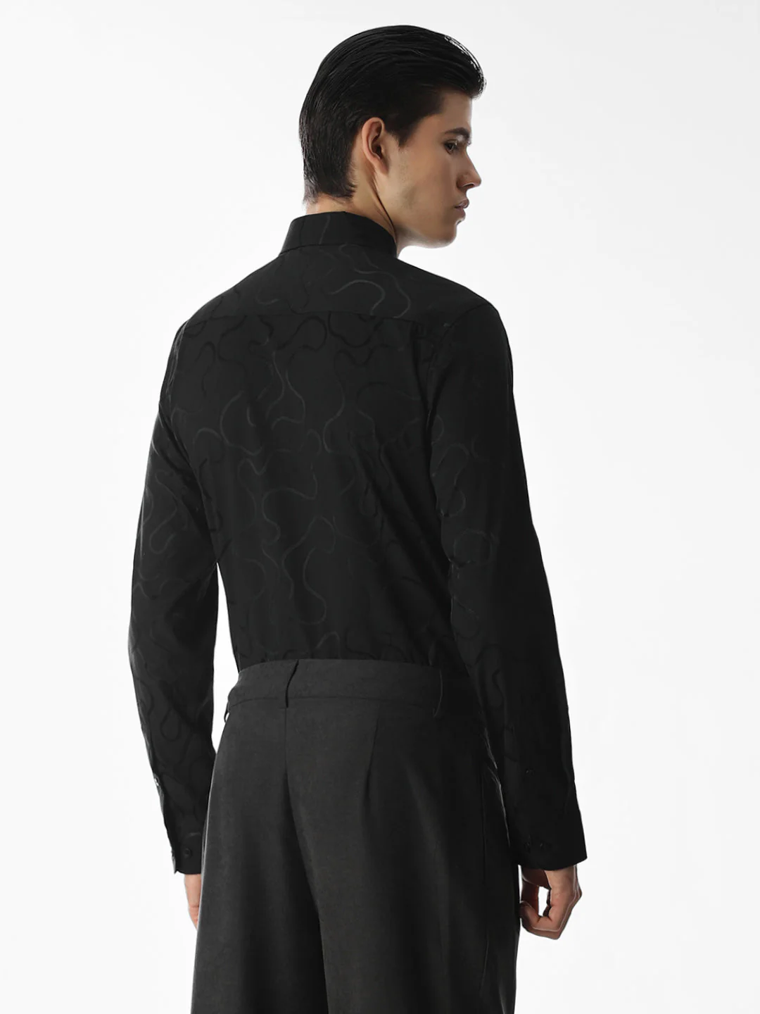 Black Dobby Printed Shirt - Image 4