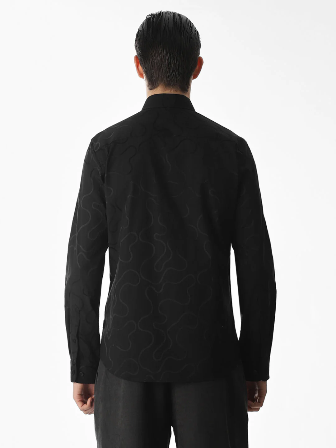 Black Dobby Printed Shirt - Image 9