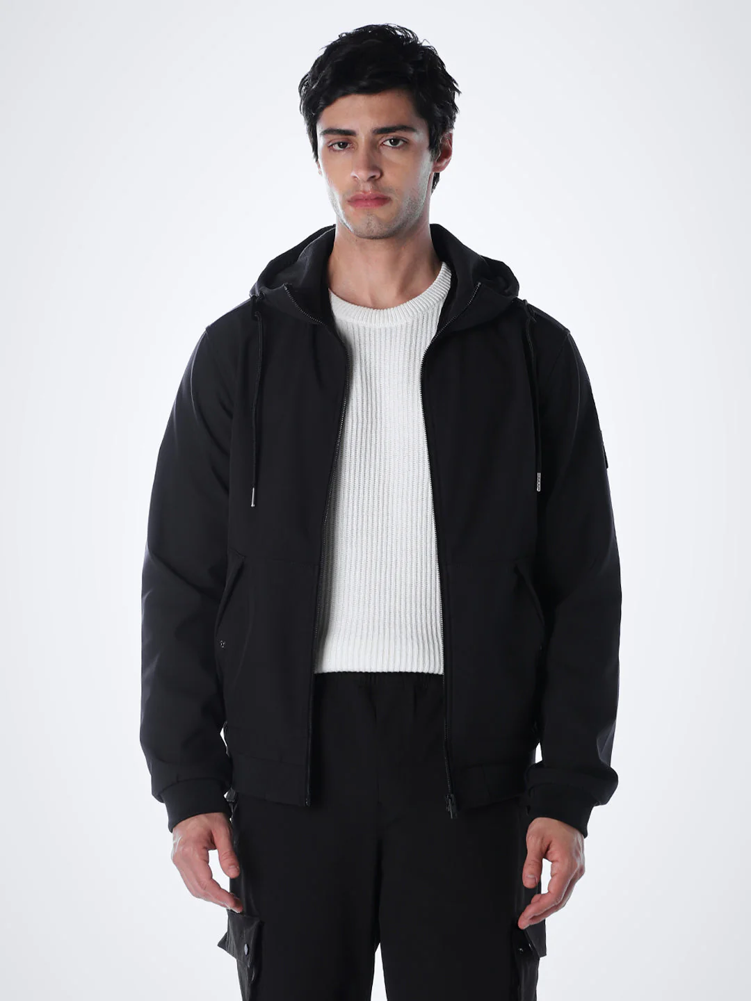 Zip-Up High Neck Hooded Jacket - Image 2