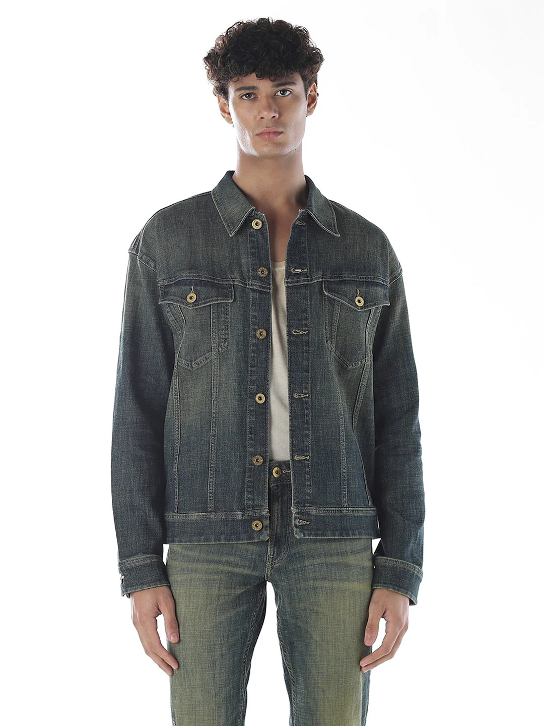 Dark Blue Washed Denim Jacket - Image 2