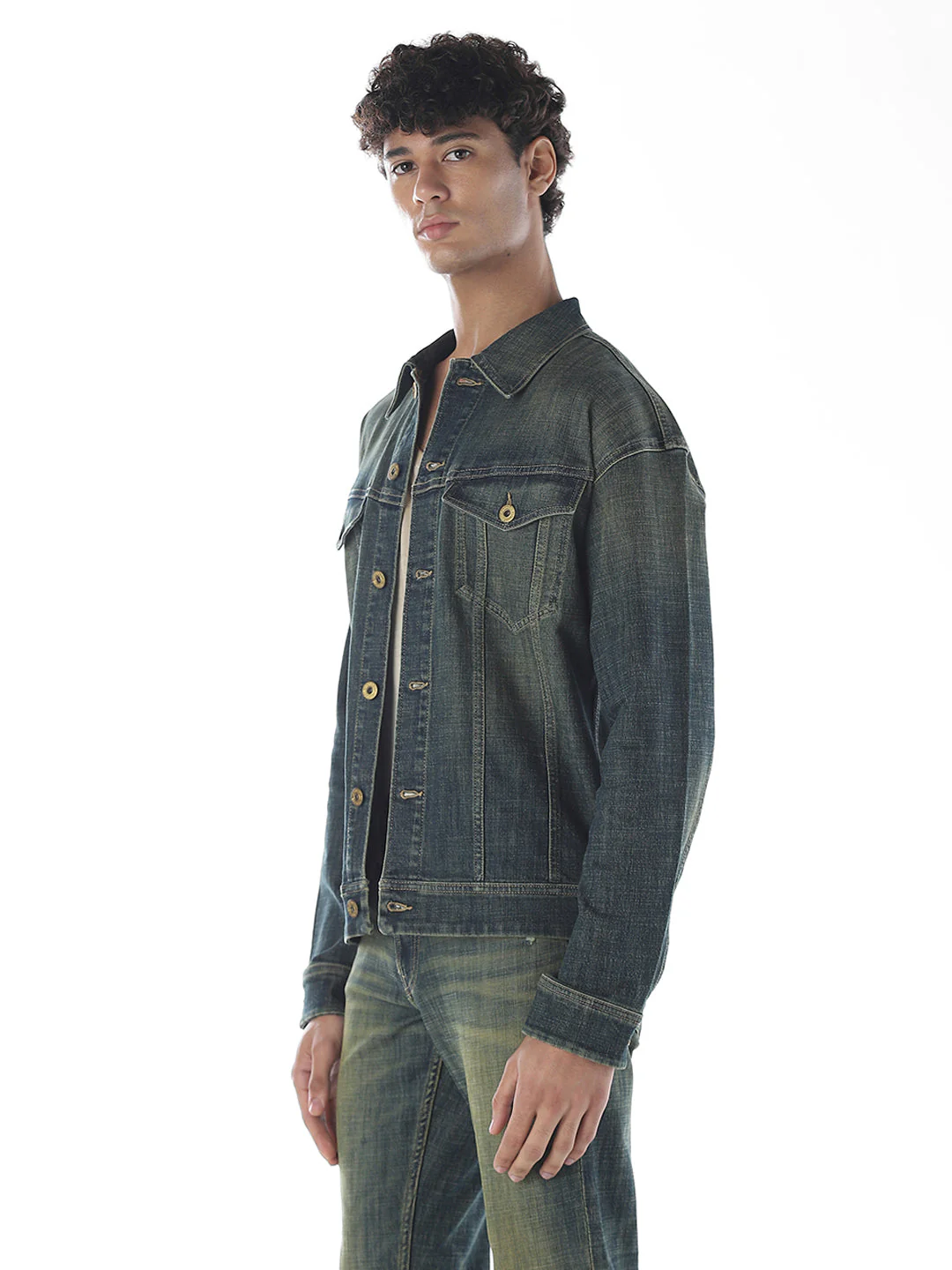 Dark Blue Washed Denim Jacket - Image 3