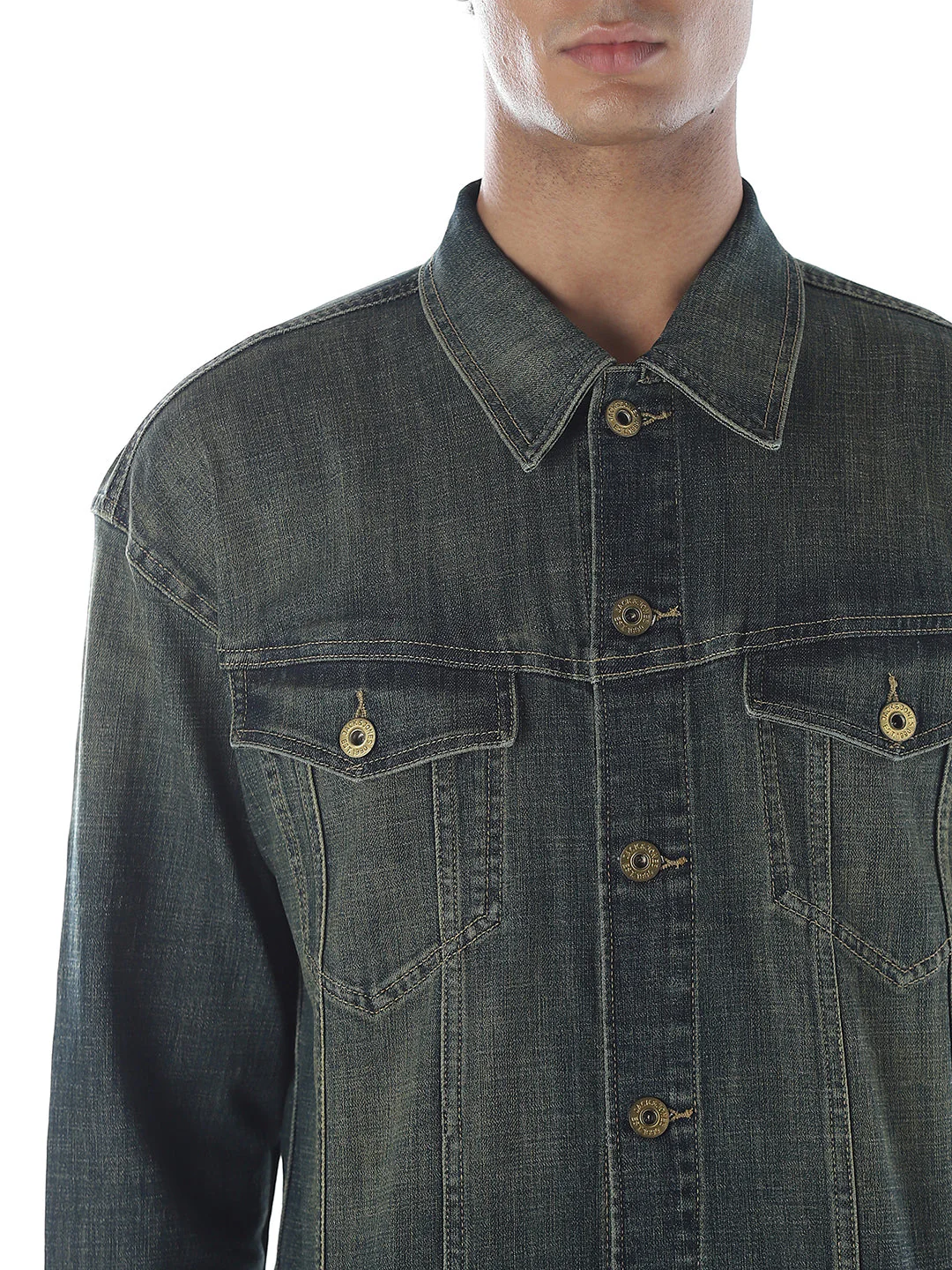 Dark Blue Washed Denim Jacket - Image 5