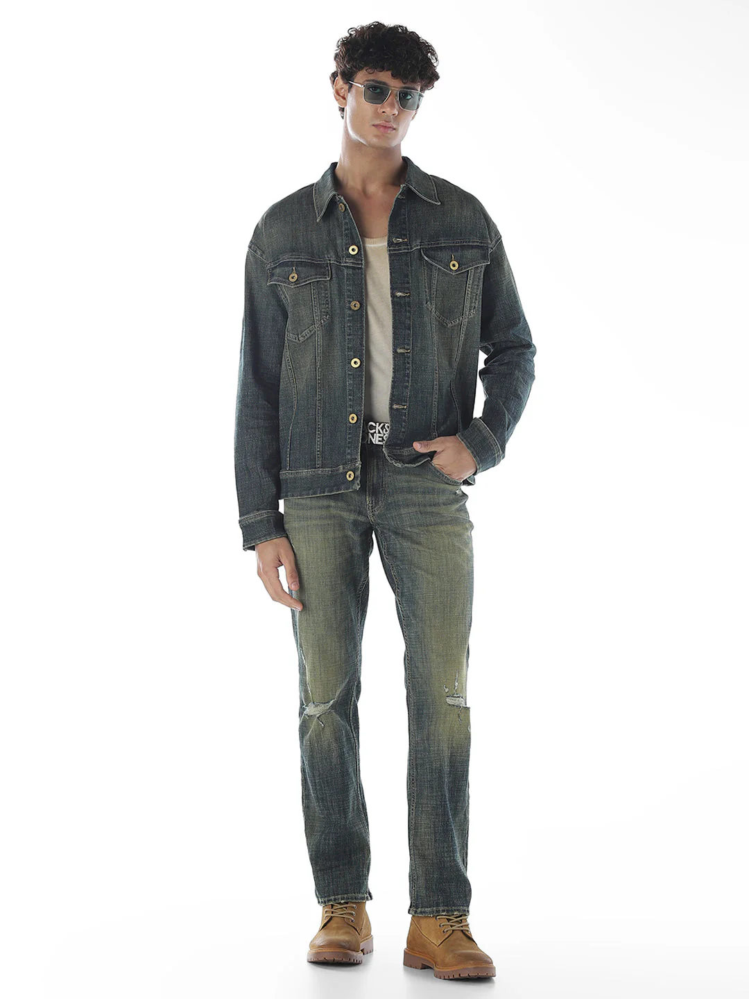 Dark Blue Washed Denim Jacket - Image 7