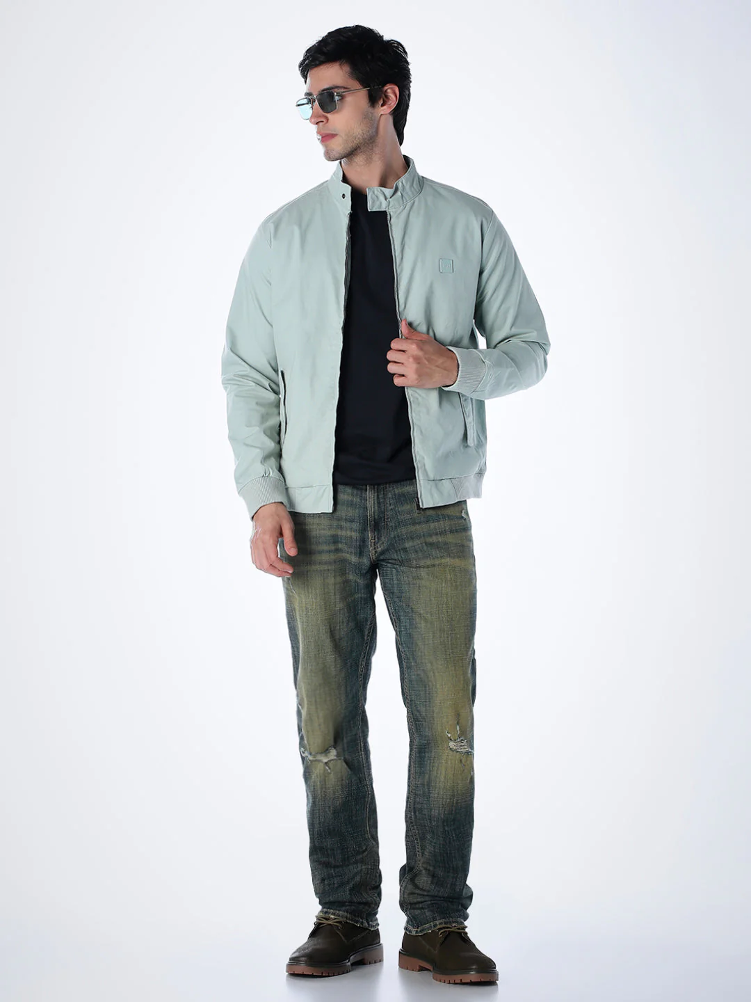 Green Regular Fit Bomber Jacket - Image 6