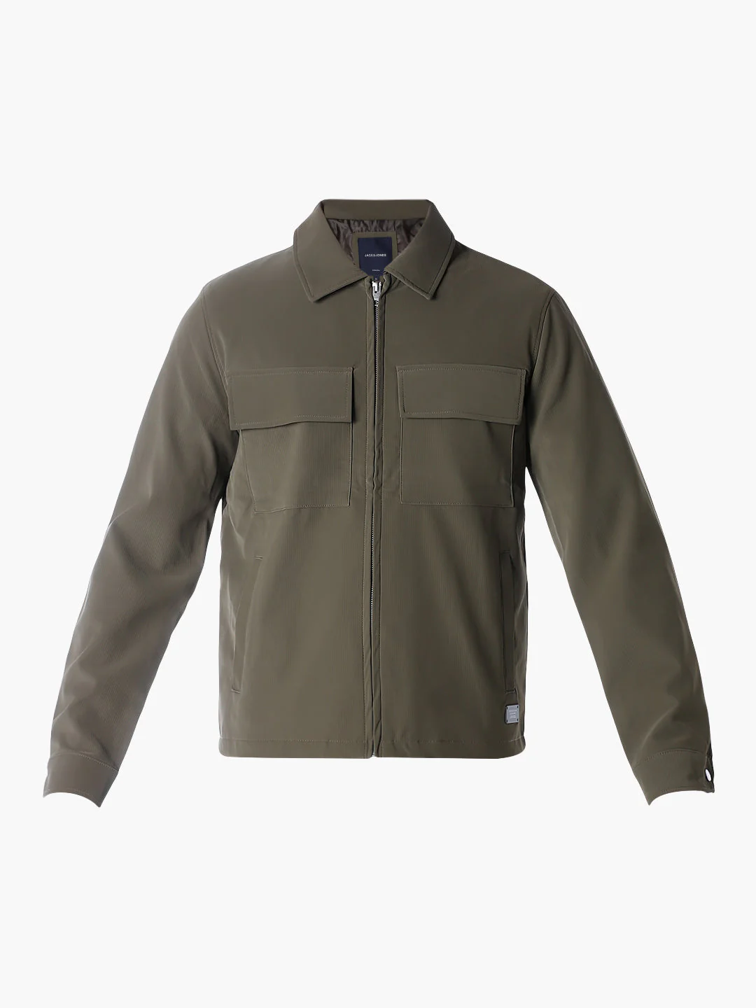 Zip-Front Casual Jacket - Olive Green - Image 7