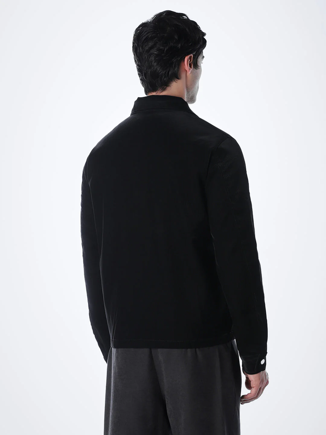 Zip-Front Casual Jacket - Black - Image 4