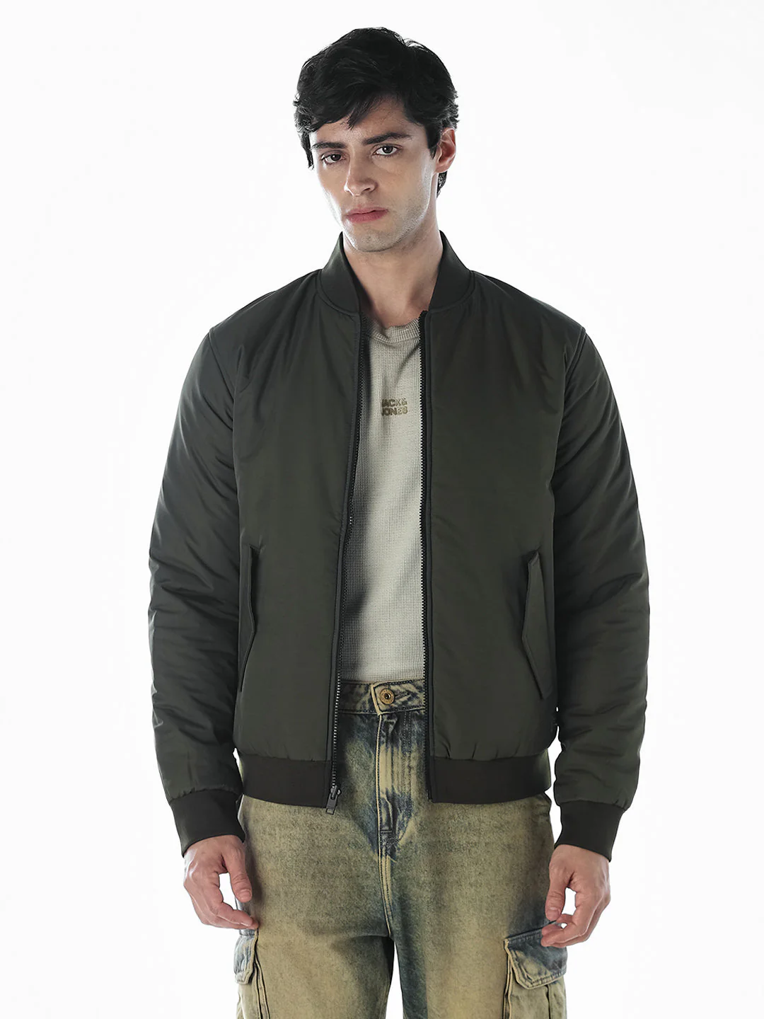 Reversible Bomber Jacket - Green - Image 2