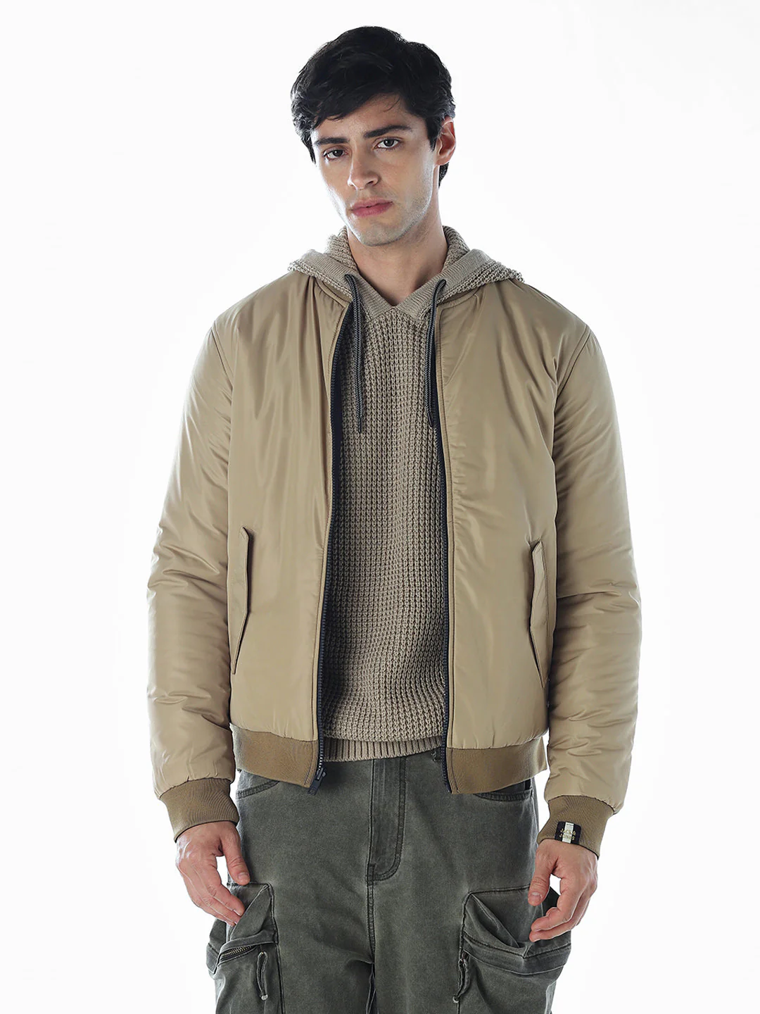 Reversible Bomber Jacket - Beige - Image 2