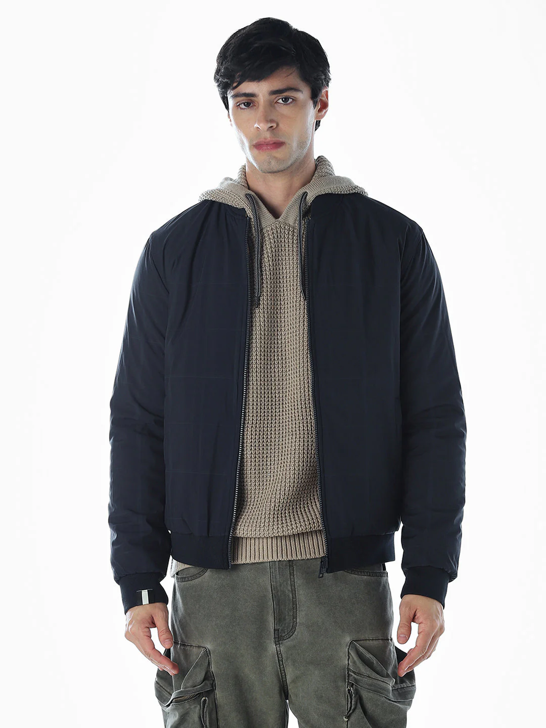 Reversible Bomber Jacket - Beige - Image 3