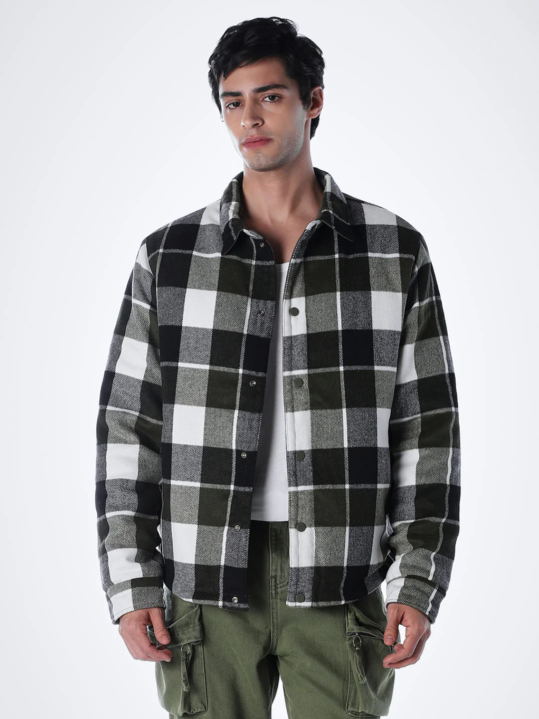 Olive Green Check Reversible Jacket - Image 2