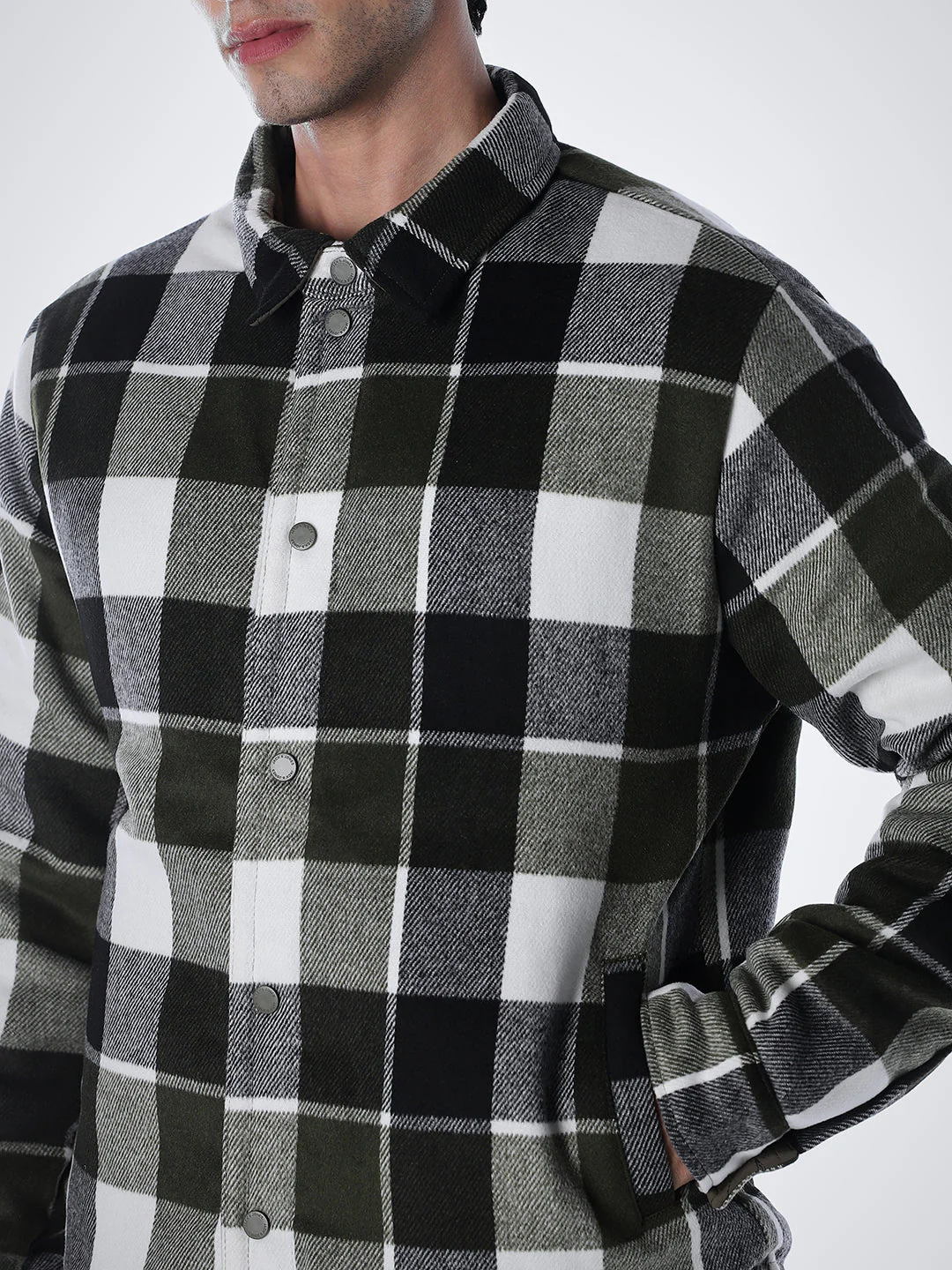 Olive Green Check Reversible Jacket - Image 6