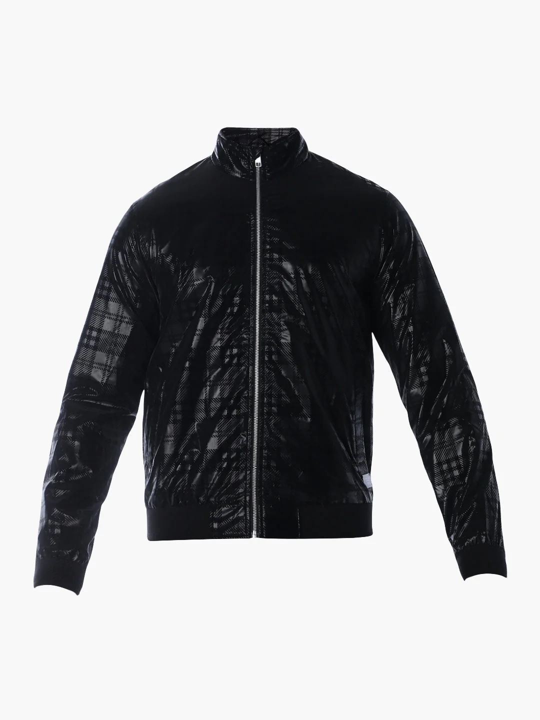 Black Gloss Finish Check Jacket - Image 7