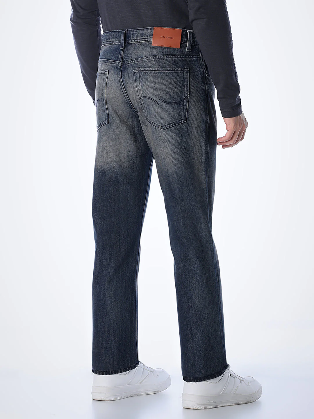 5 Pocket WASHED Clark Regular Fit Jeans - Dark Blue - Image 3