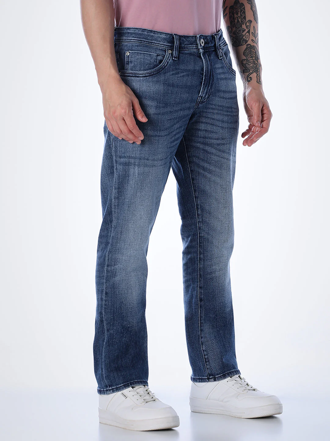 5 Pocket WASHED Clark Regular Fit Jeans - Blue - Image 2