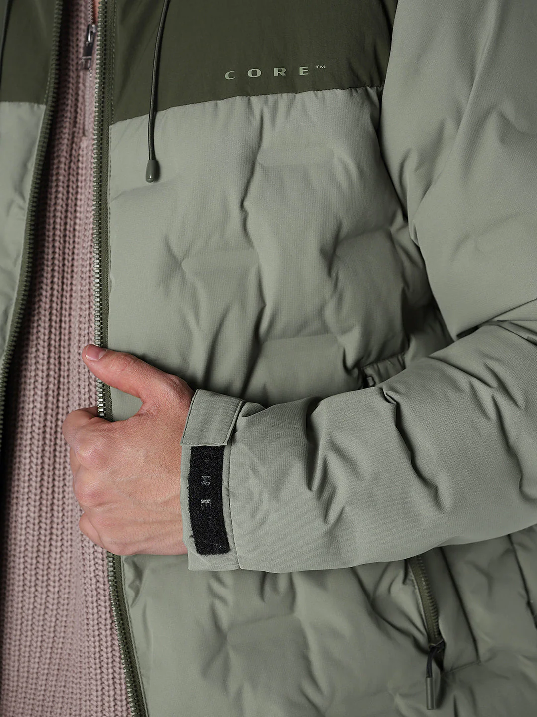 High Neck Quilted Puffer Jacket - Green - Image 5