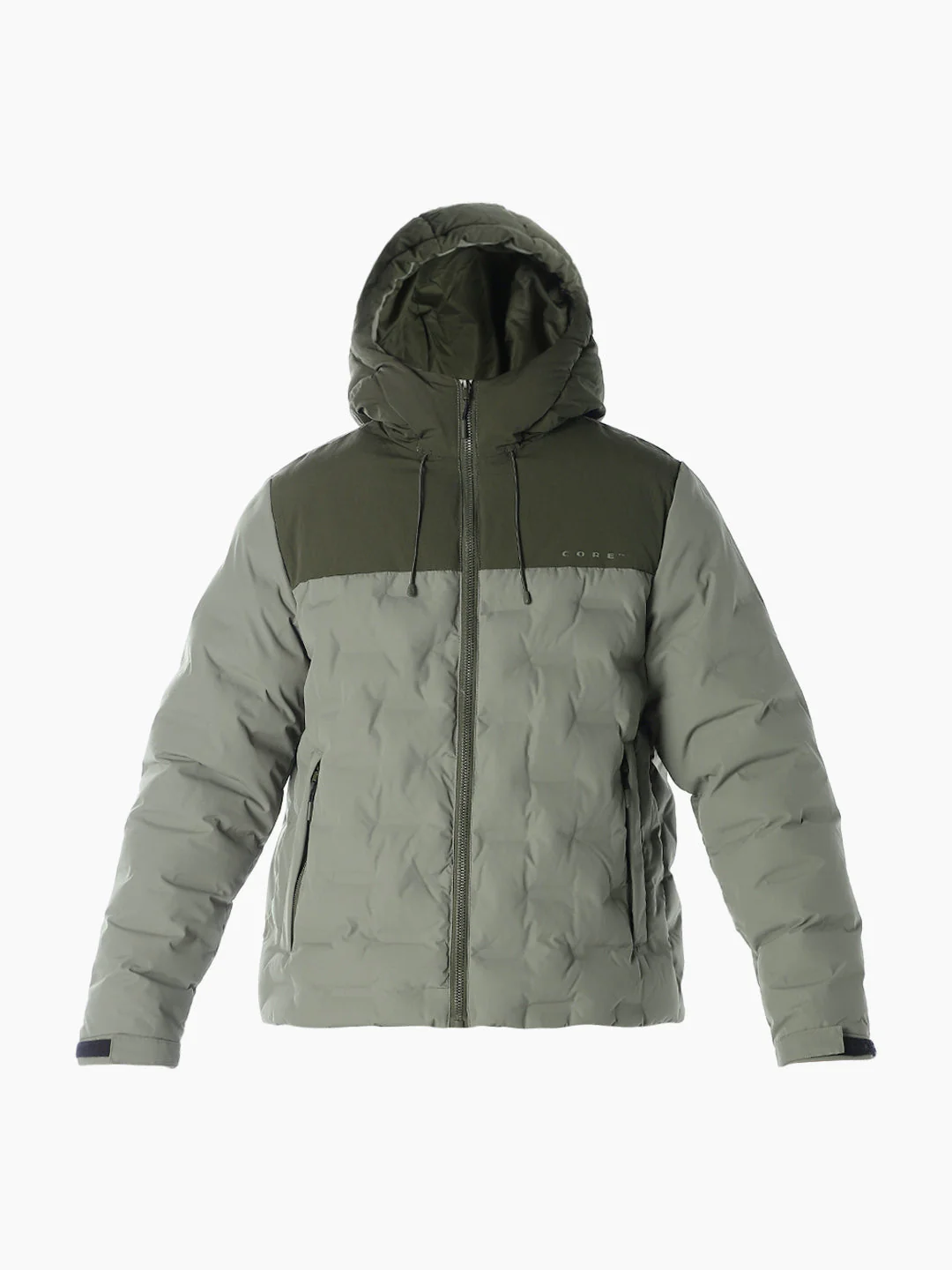 High Neck Quilted Puffer Jacket - Green - Image 7