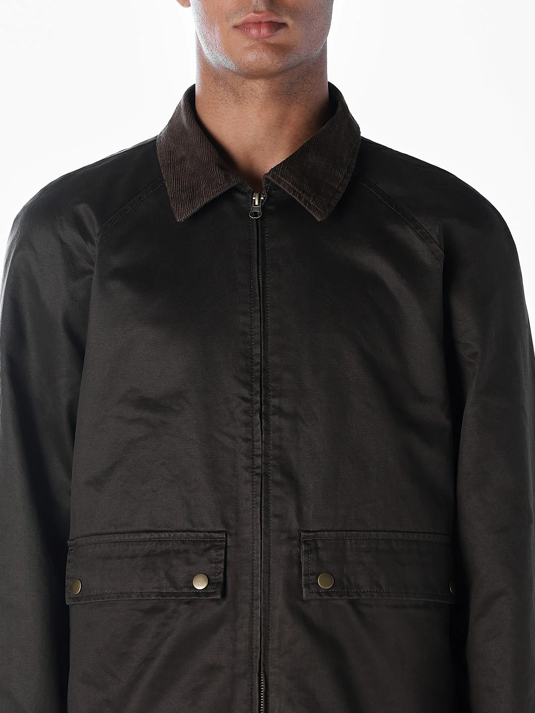 Brown Corduroy-Collar Waxed Jacket - Image 5