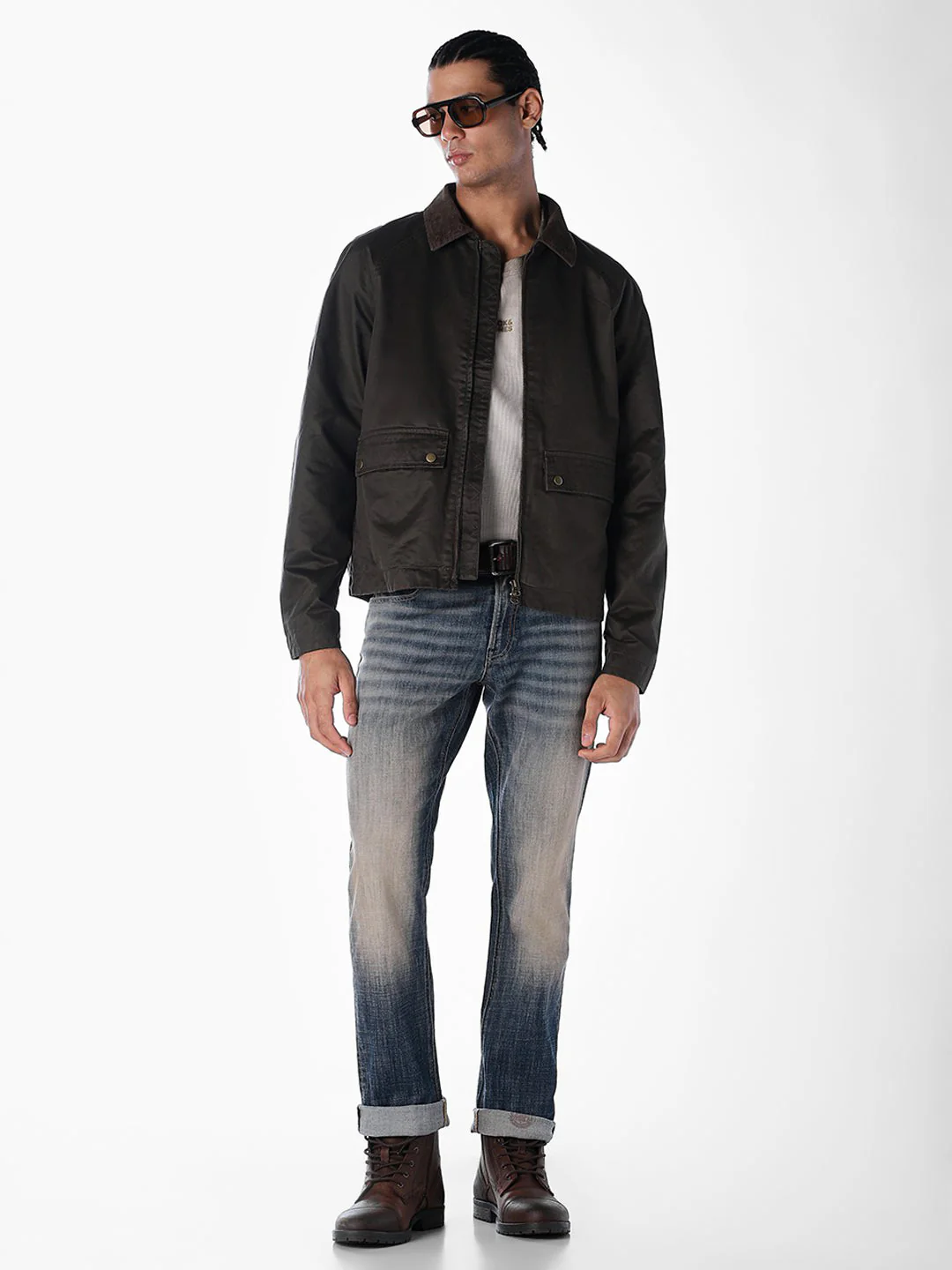 Brown Corduroy-Collar Waxed Jacket - Image 6
