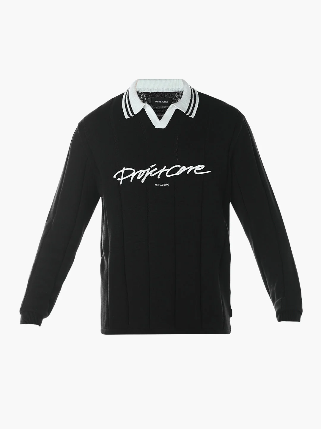 Oversized Knitted Polo - Black - Image 7