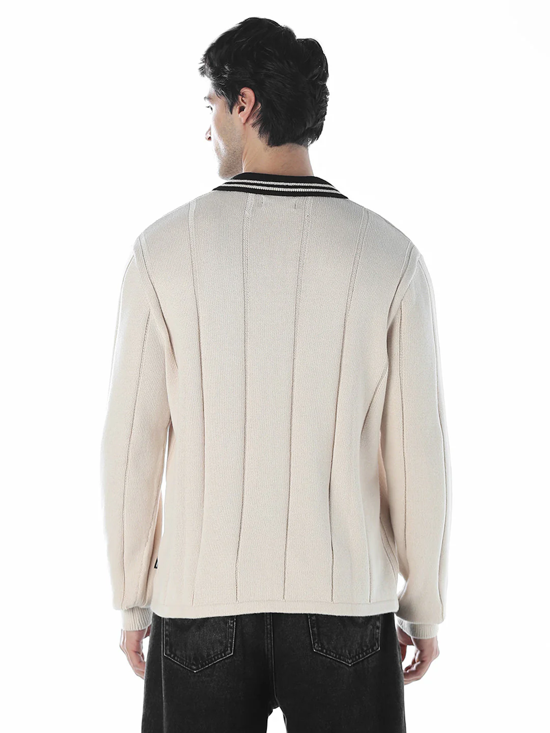 Oversized Knitted Polo - Beige - Image 4