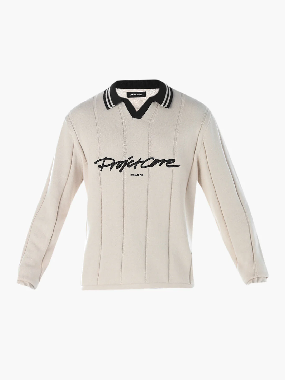 Oversized Knitted Polo - Beige - Image 7