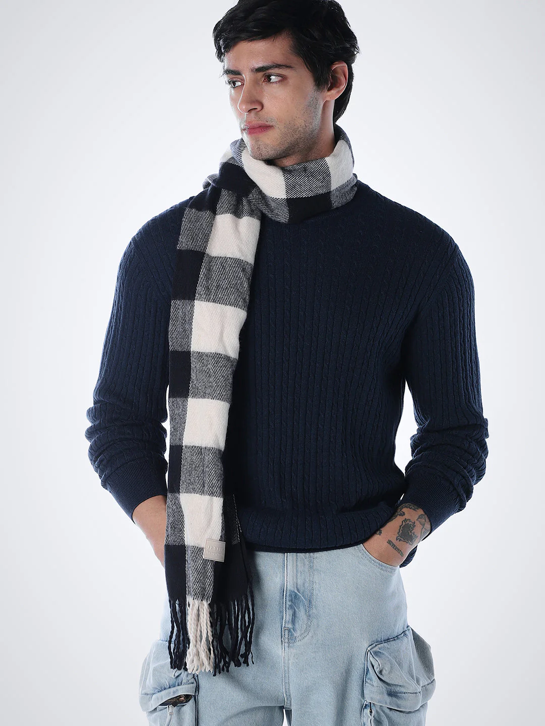 Navy Blue Slim Fit Pullover