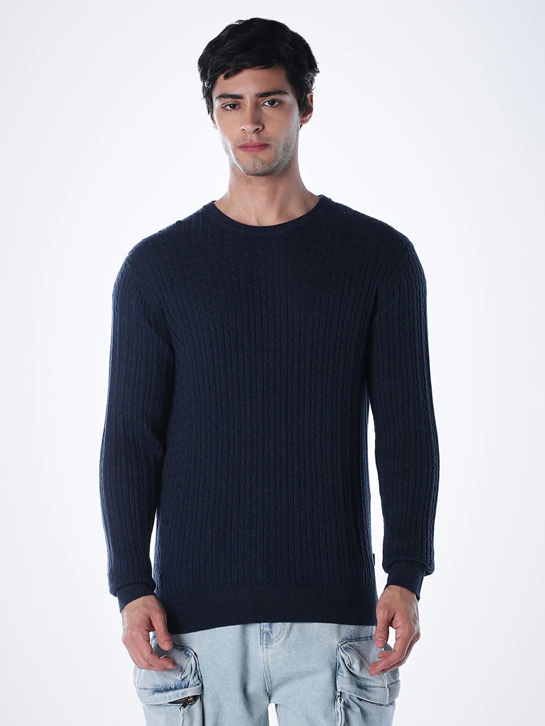Navy Blue Slim Fit Pullover - Image 2
