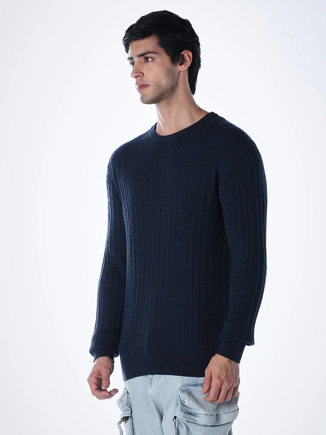 Navy Blue Slim Fit Pullover - Image 3