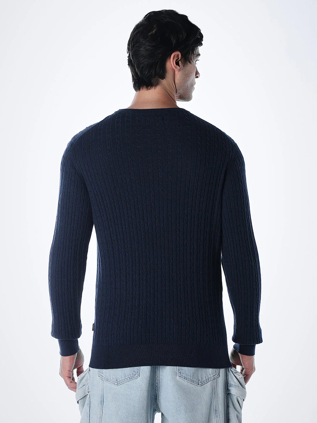 Navy Blue Slim Fit Pullover - Image 4