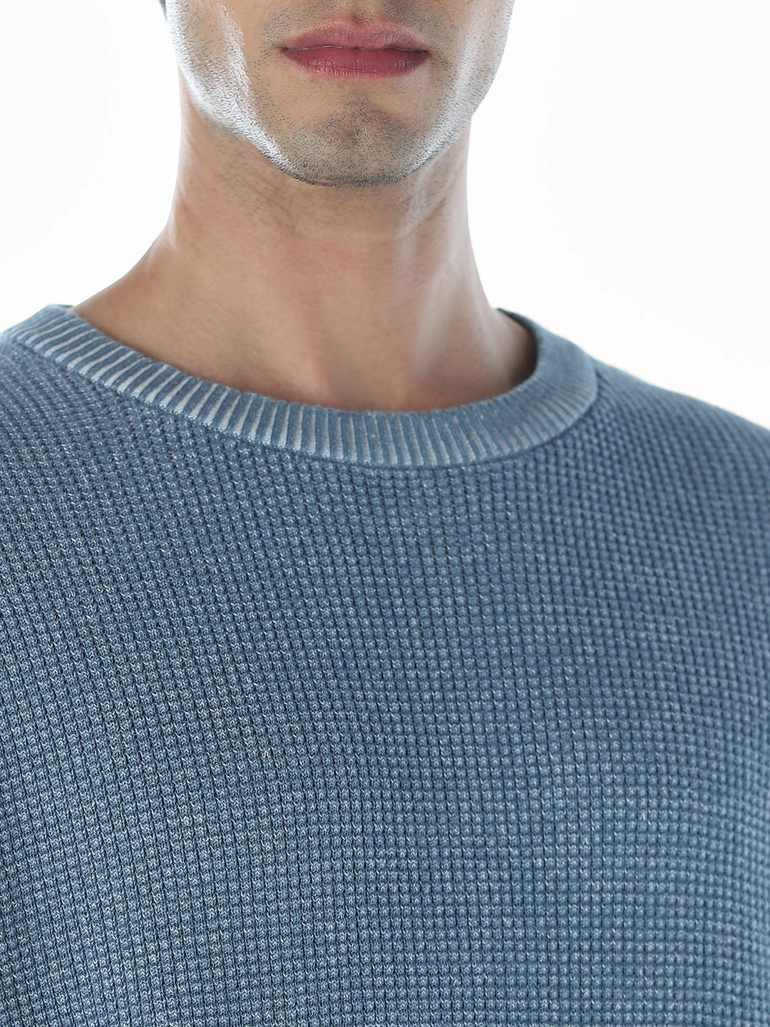 Textured Crew Neck Oversized Pullover - Image 5