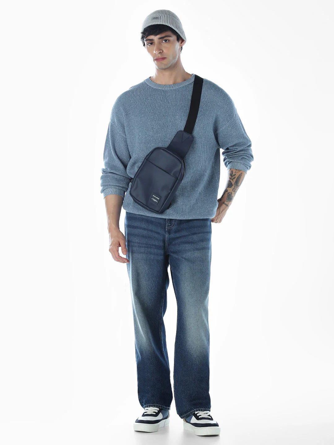 Textured Crew Neck Oversized Pullover - Image 6