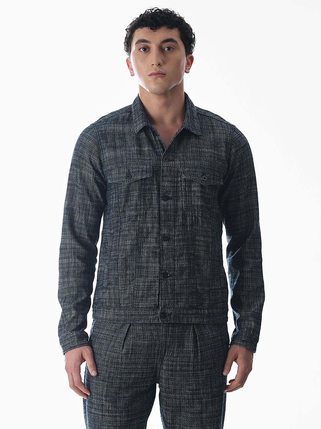 Dark Blue Cotton Jacket - Image 2
