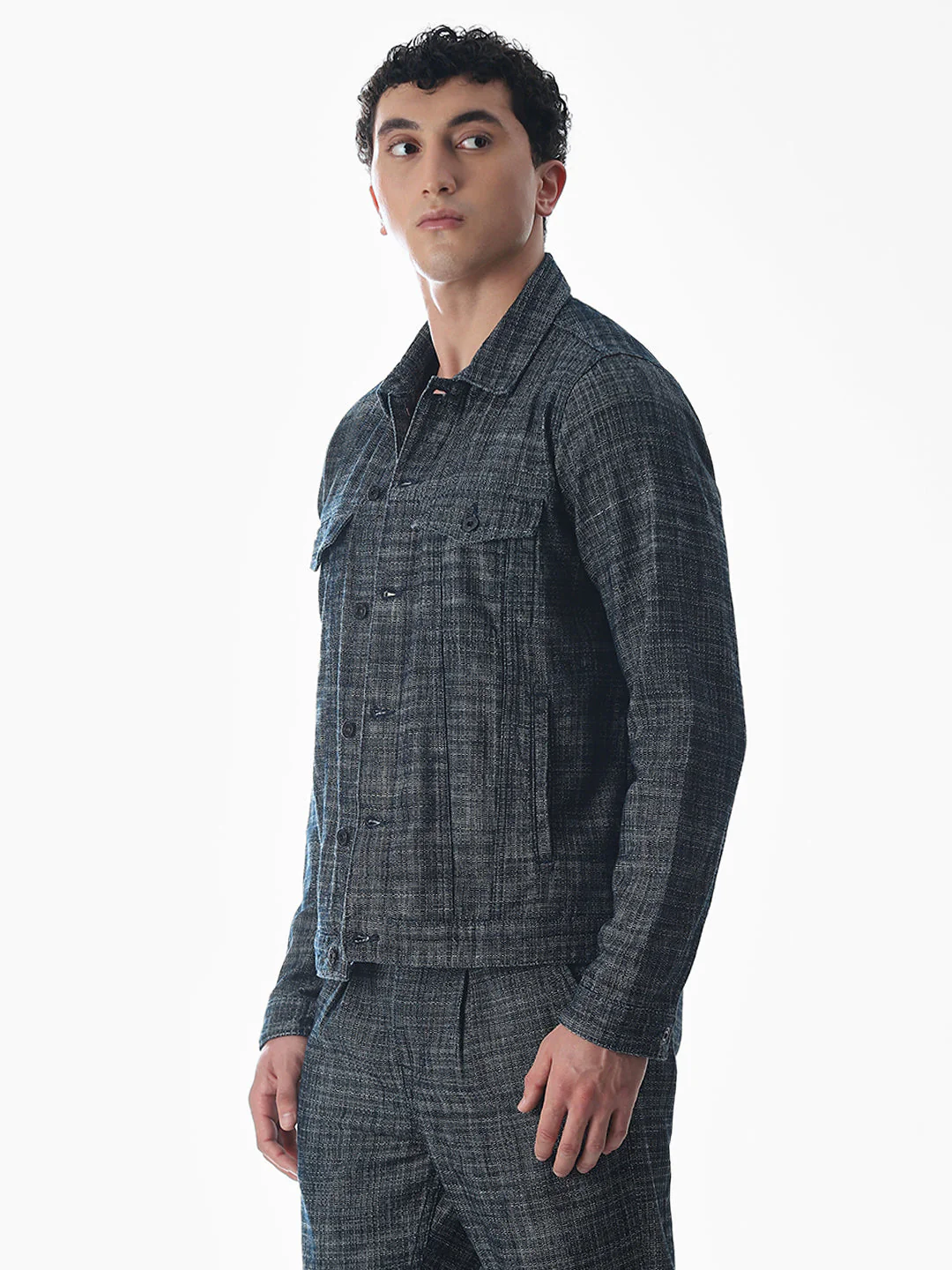 Dark Blue Cotton Jacket - Image 3