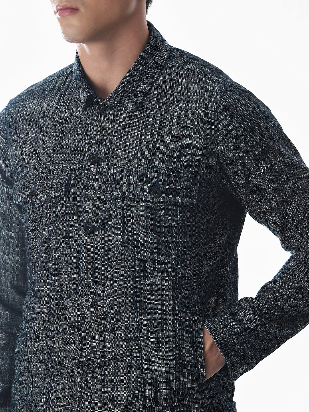 Dark Blue Cotton Jacket - Image 5