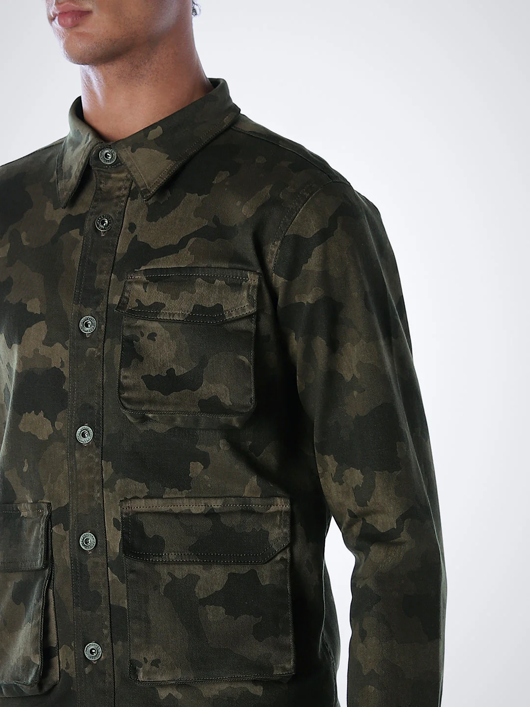 Olive Green Camo Print Jacket - Image 5