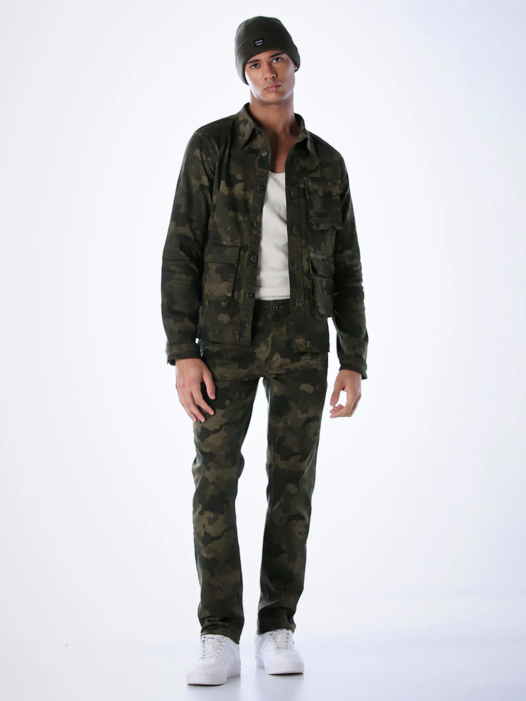 Olive Green Camo Print Jacket - Image 6