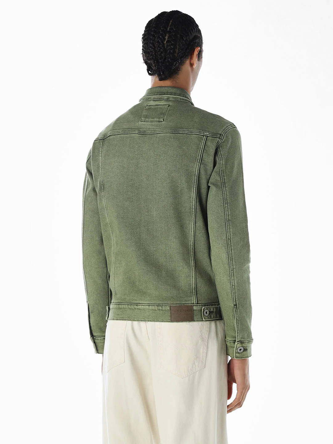 Olive Green Regular Fit Denim Jacket - Image 4